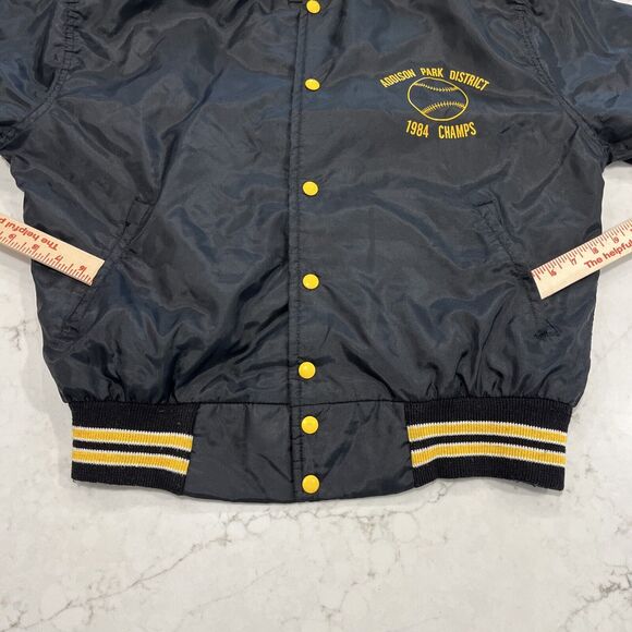 West Wind Large Vintage Nylon Stripe Collar Snap Bomber Jacket 80s Champs USA - Picture 8 of 14